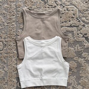 Ribbed Tank Tops - White and tan

3 FOR $25